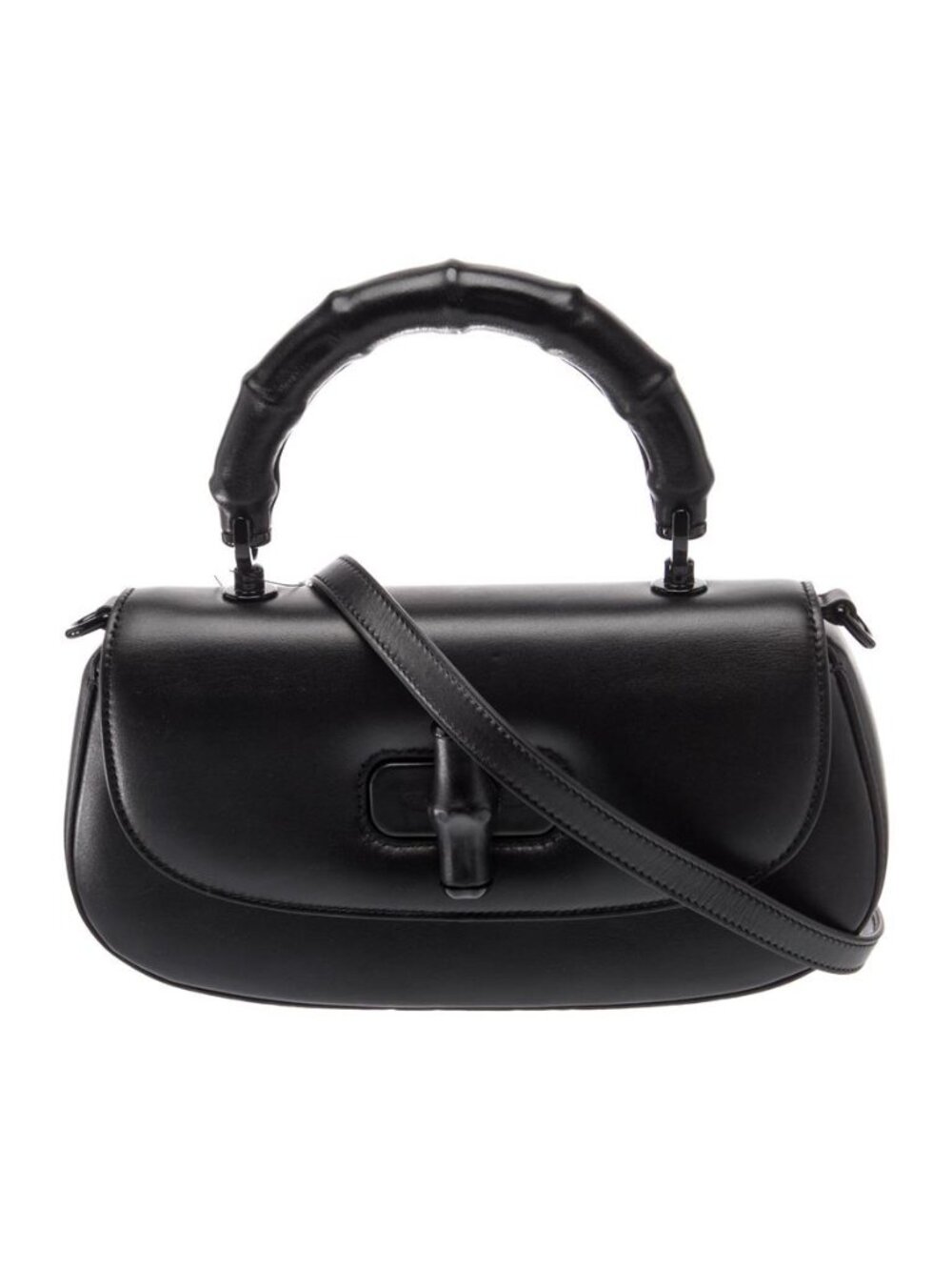NWT - Gucci Web Bamboo Diva Medium Black Leather Top Handle Shoulder Bag
